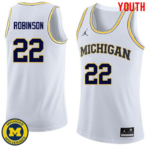 Youth Michigan Wolverines #22 Duncan Robinson White High School Basketball Jersey